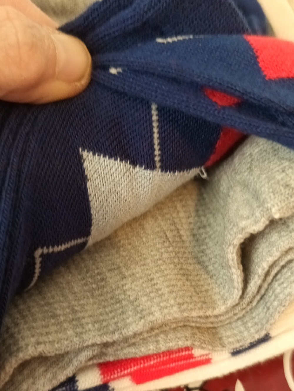 No BoundariesKids Mid-Crew Argyle & Stripe Socks - Blue/Gray/Red - Picture 9 of 10